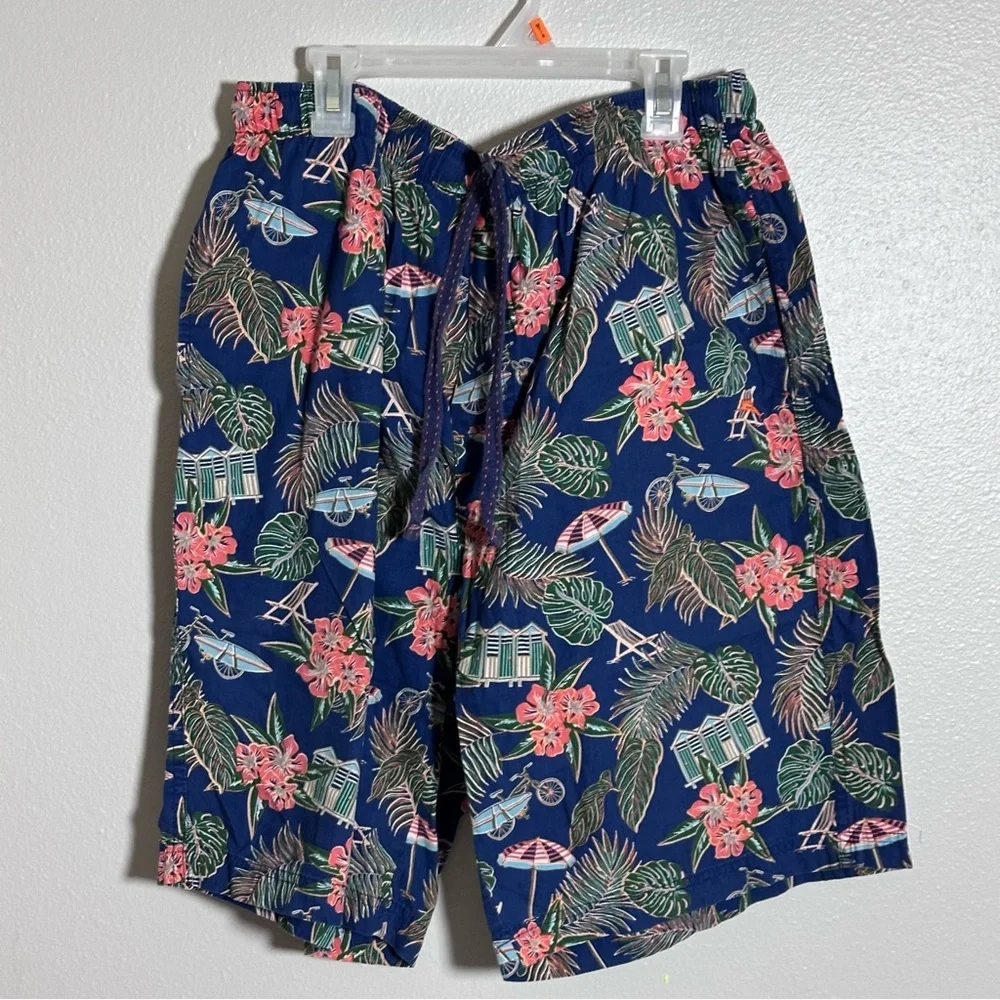 Tommy Bahama Men Scenic Woven Lounge Blue Floral ‎ Swim Trunks Shorts size L